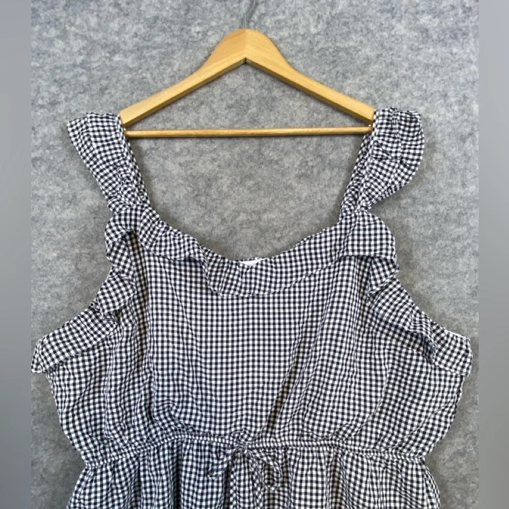 Andree By Unit Dress Size 3X Black White‎ Gingham Ruffle Above Knee Tie Waist